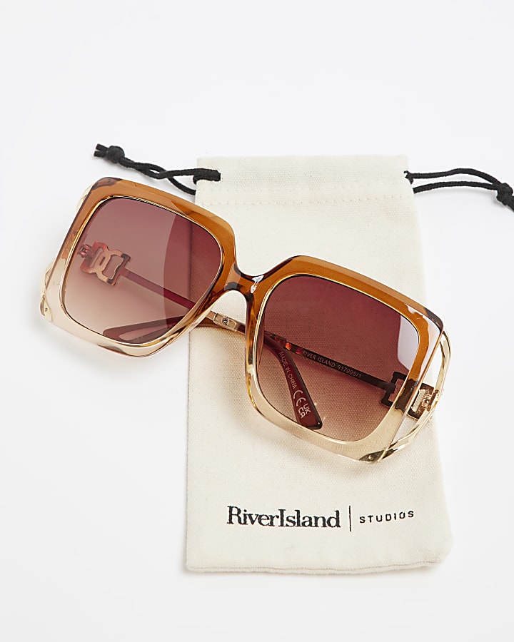 Brown Square Cut Out Sunglasses