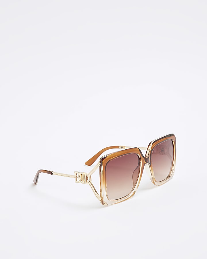 Brown Square Cut Out Sunglasses