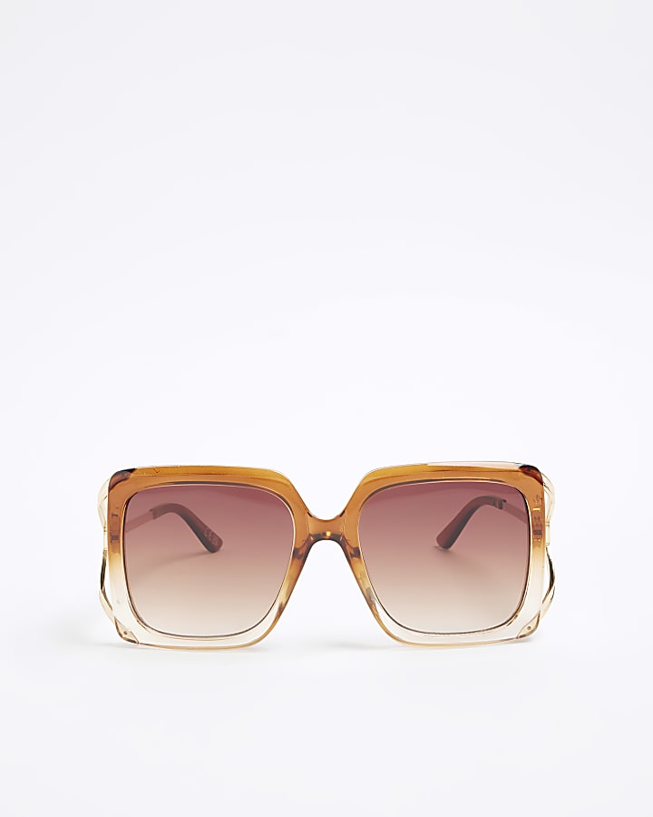 Brown Square Cut Out Sunglasses