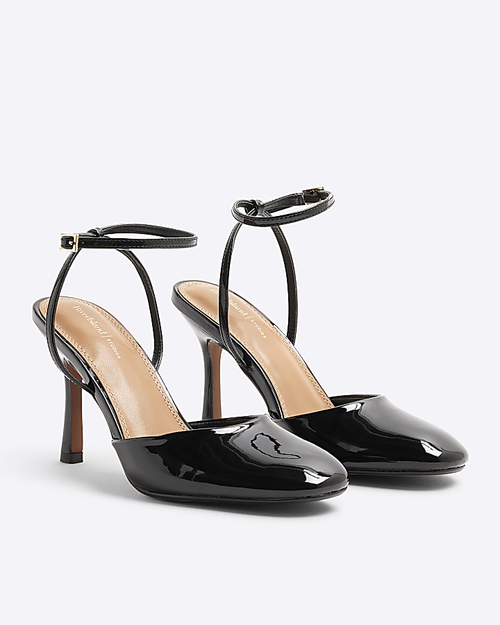 Black Round Toe Patent Court Heels