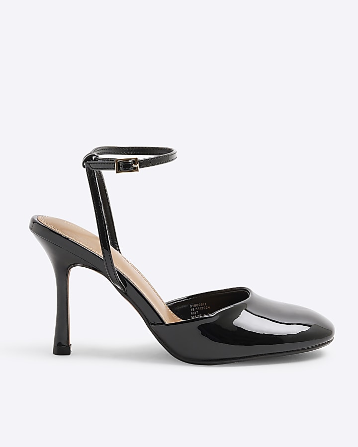 Black Round Toe Patent Court Heels