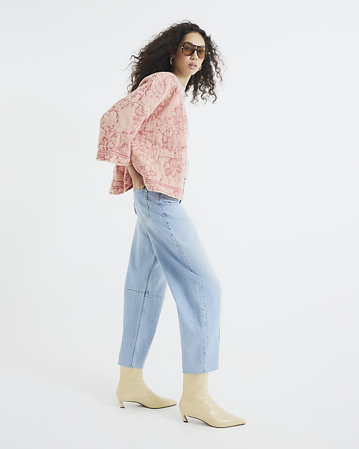 Pink Quilted Floral Oversized Jacket