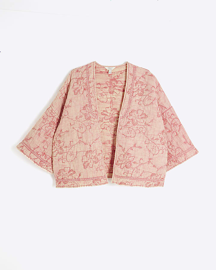 Pink Quilted Floral Oversized Jacket