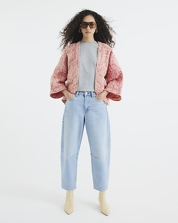 Pink Quilted Floral Oversized Jacket