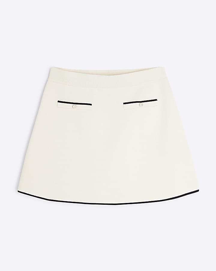 Cream Knitted Mini Skirt