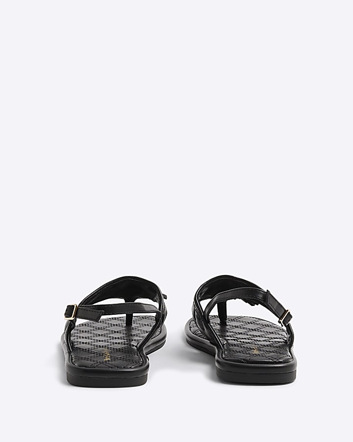 Black Toe Thong Tassel Sandals