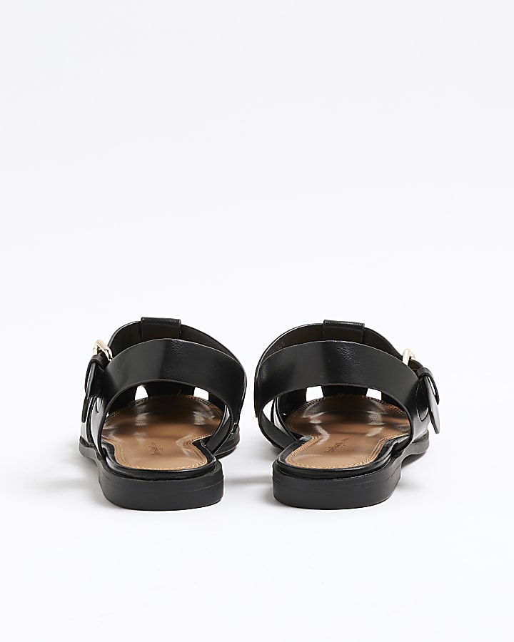 Black Wide Fit Fisherman Sandals