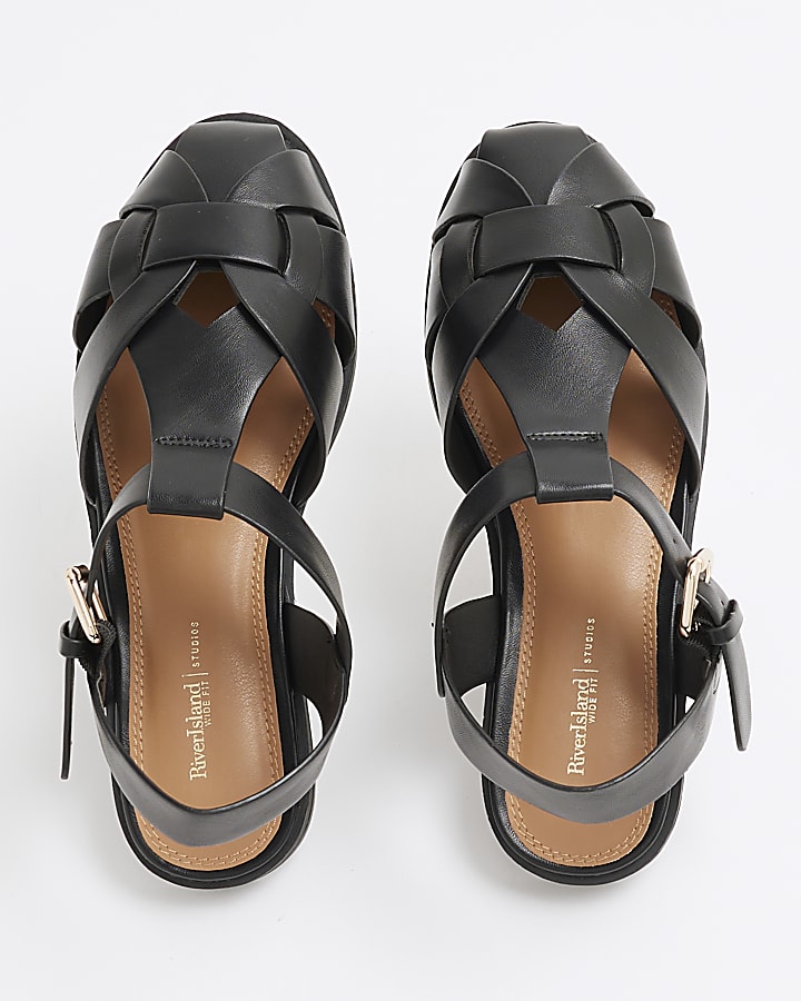 Black Wide Fit Fisherman Sandals