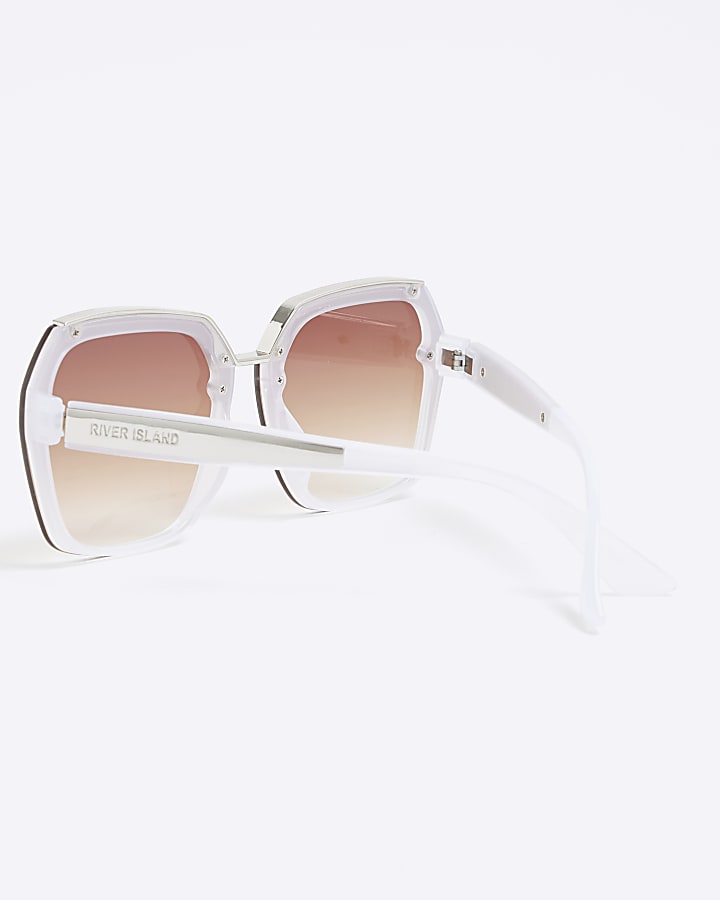 White Metal Hexagon Sunglasses