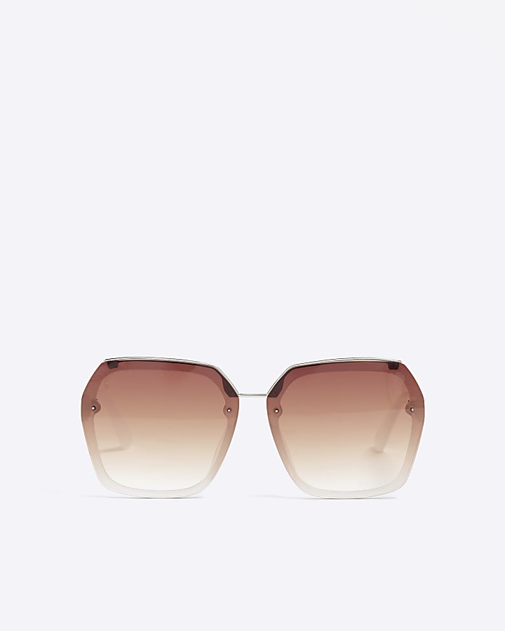 White Metal Hexagon Sunglasses