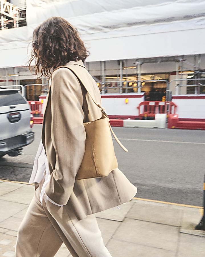 Beige Pinstripe Blazer