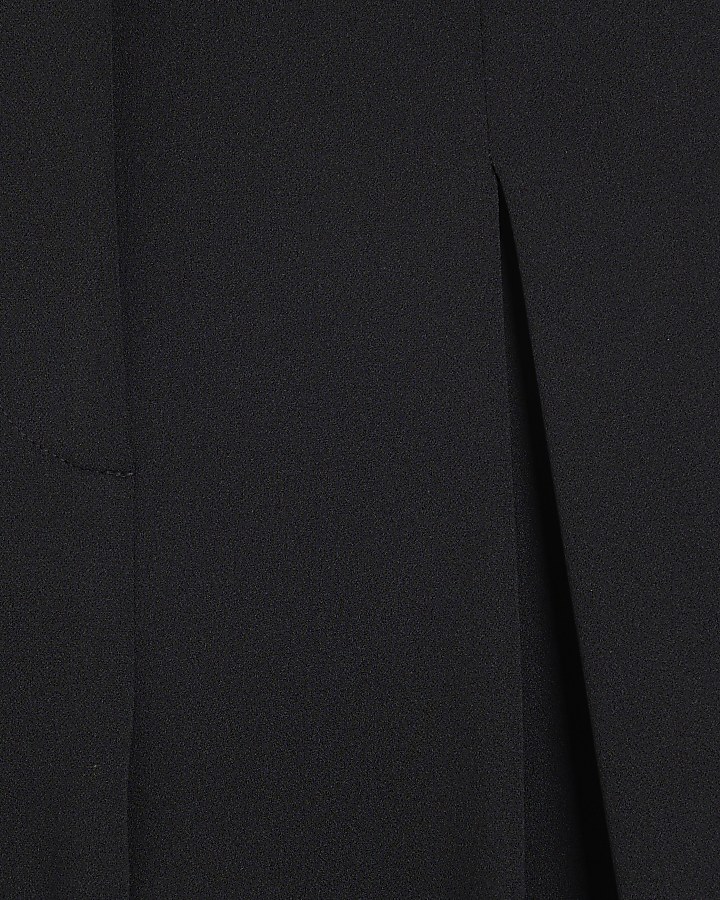 Petite Black pleated wide leg culottes