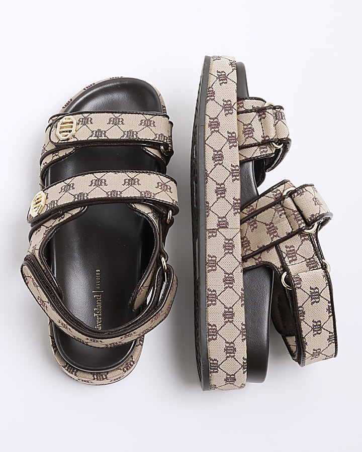 Brown Chunky Monogram Dad Sandals