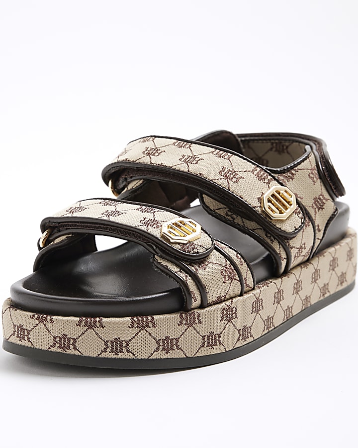 Brown Chunky Monogram Dad Sandals