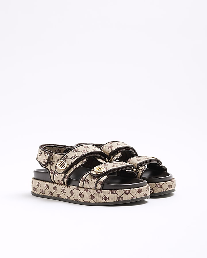 Brown Chunky Monogram Dad Sandals