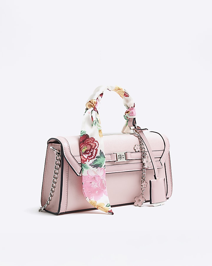 Pink Faux Leather Mini Tote Cross Body Bag