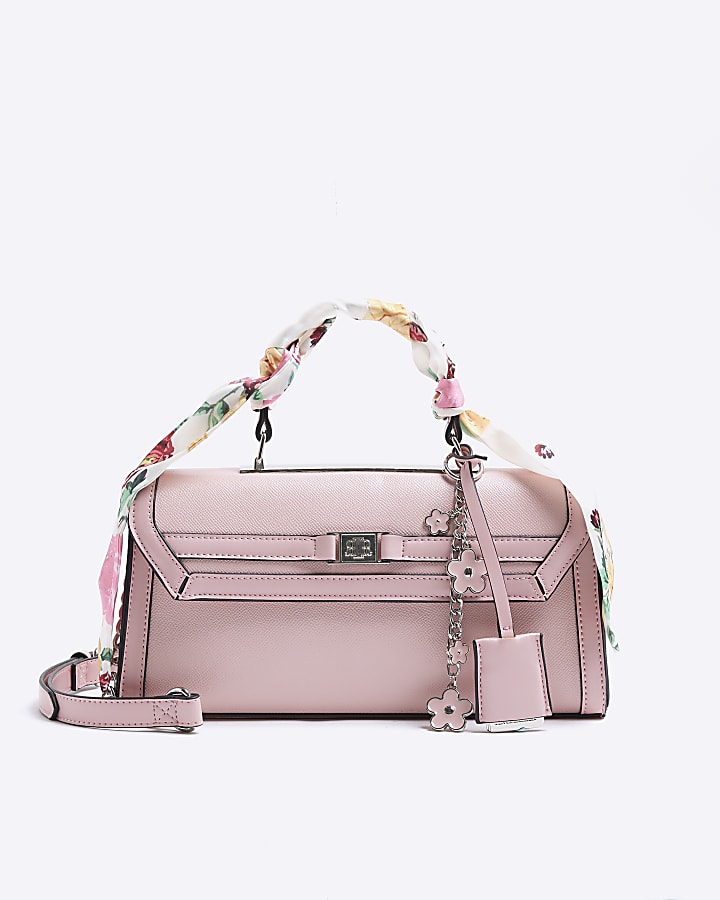 Pink Faux Leather Mini Tote Cross Body Bag