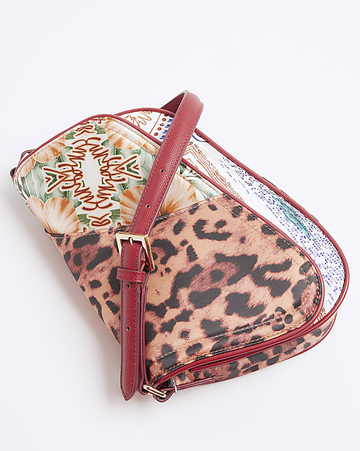 Cream Leopard Cherry Print Shoulder Bag