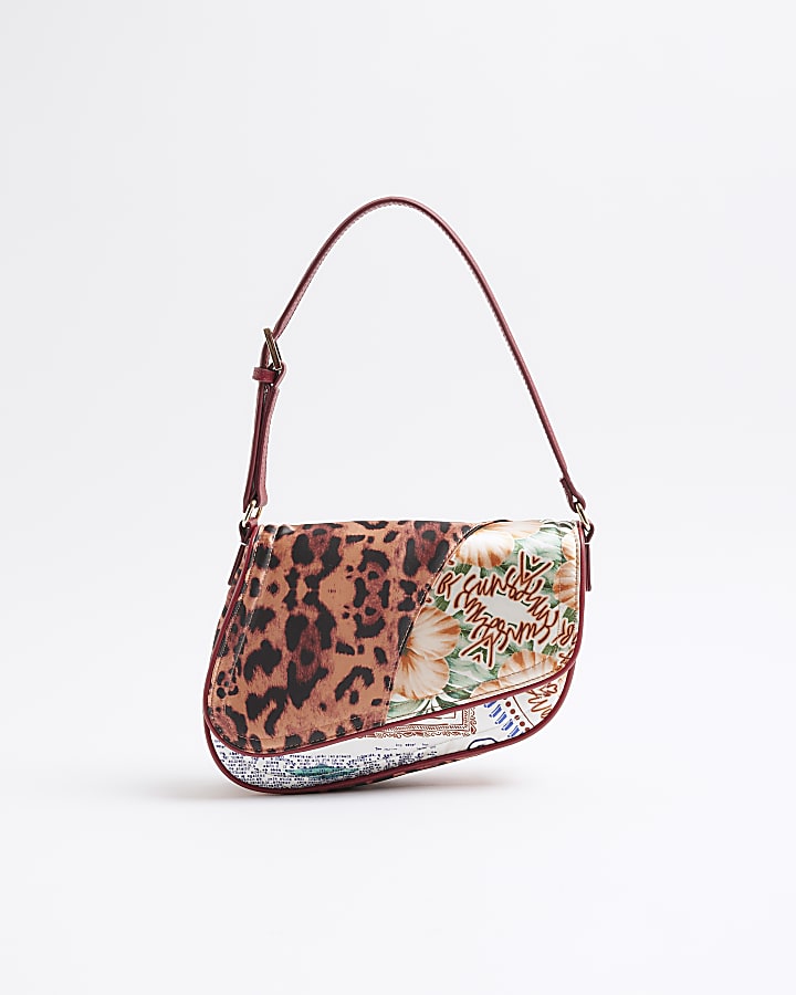 Cream Leopard Cherry Print Shoulder Bag