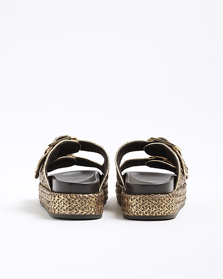 Gold Double Strap Footbed Sandals