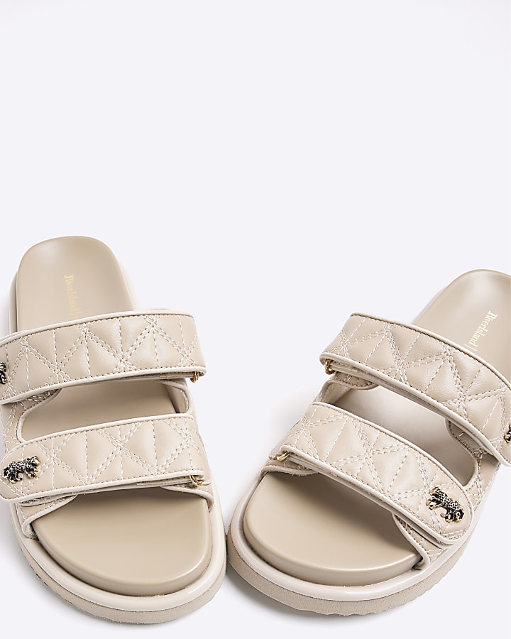 Beige Quilted Chunky Sandals