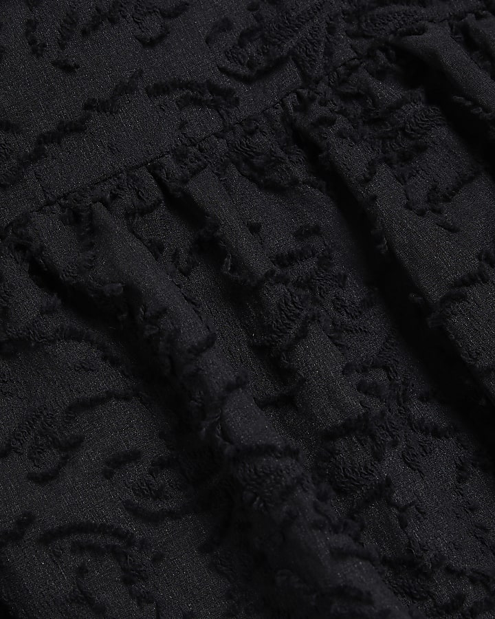 Black Jacquard Bubble hem Mini Skirt