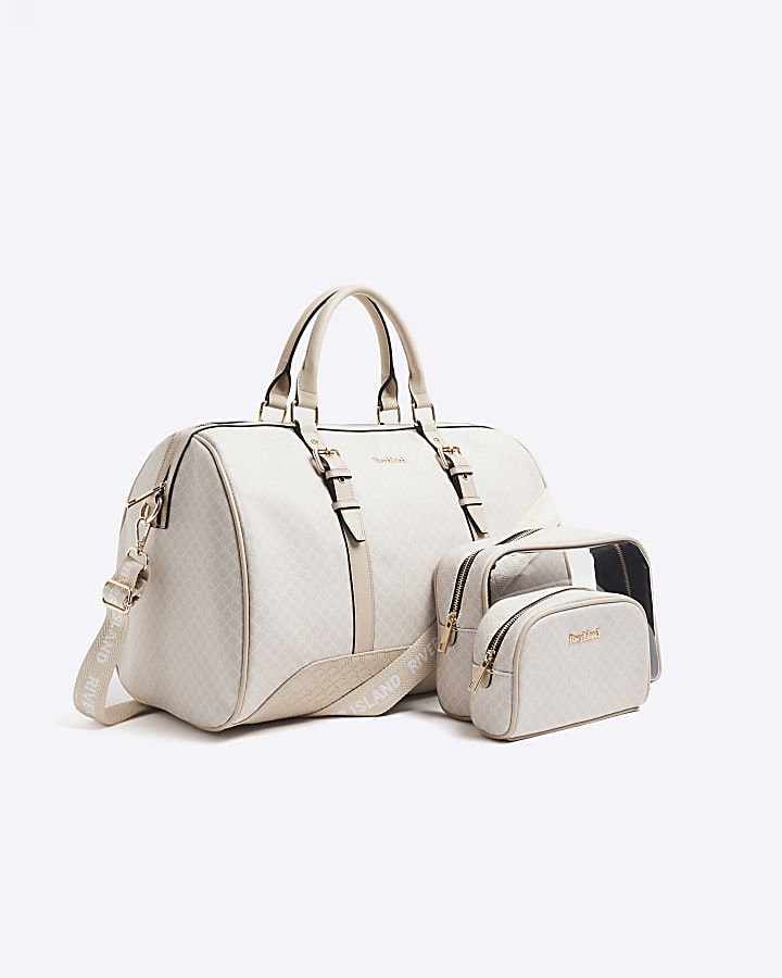 Beige Monogram Holdall Weekend Bag Bundle