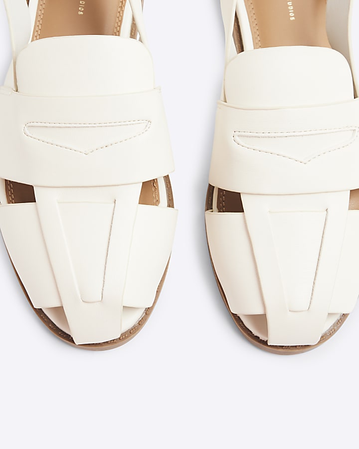 Cream Sling Back Loafers