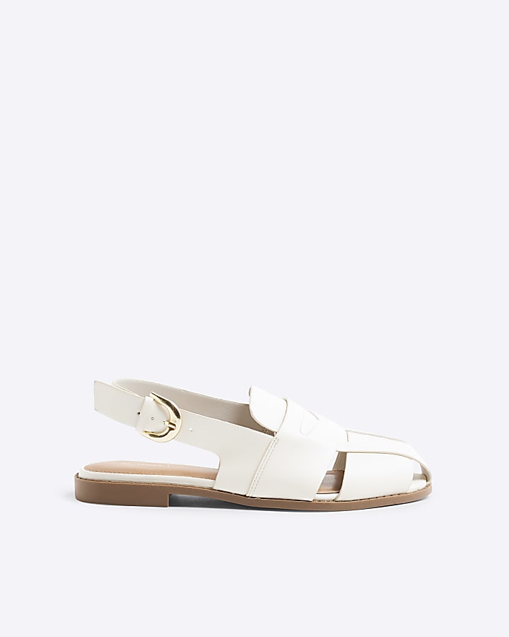 Cream Sling Back Loafers