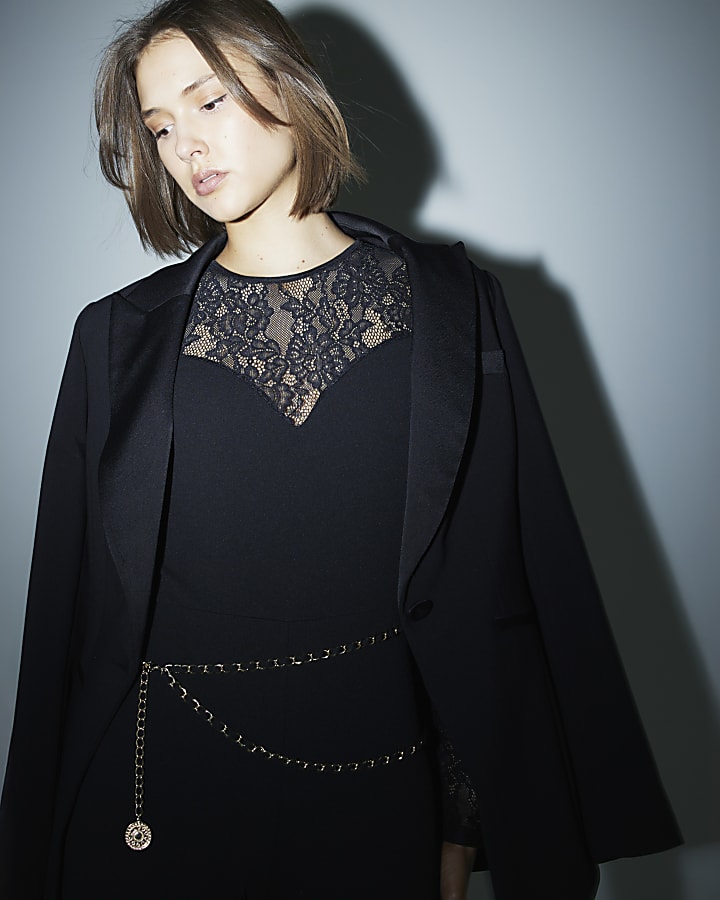 Black Scuba Lace Jumpsuit