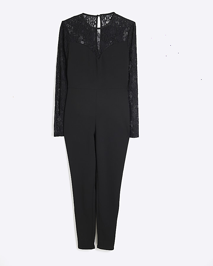 Black Scuba Lace Jumpsuit