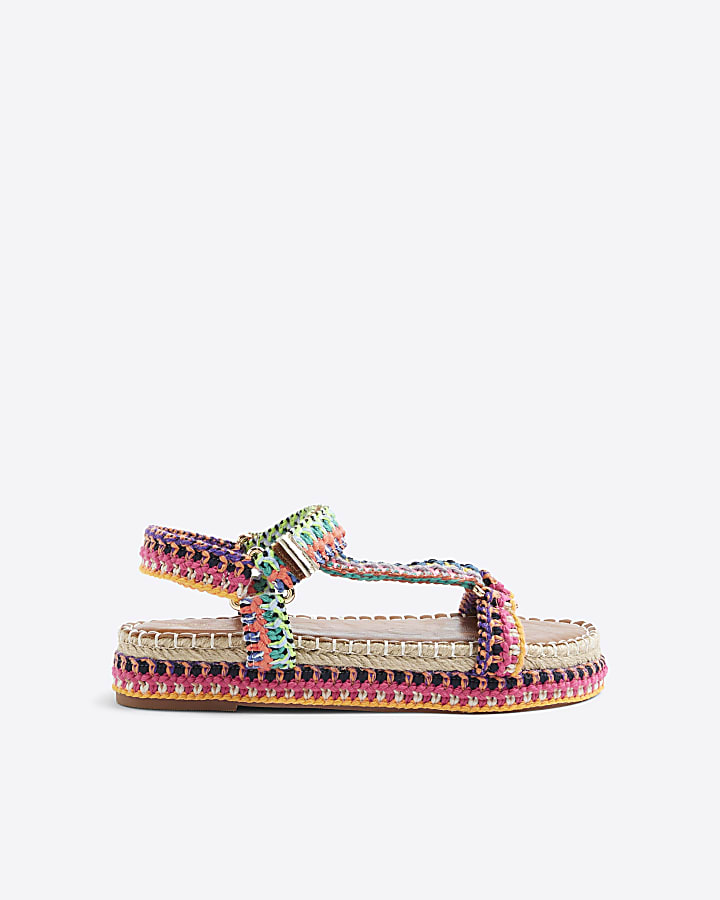 Brown Embroidered Sandals