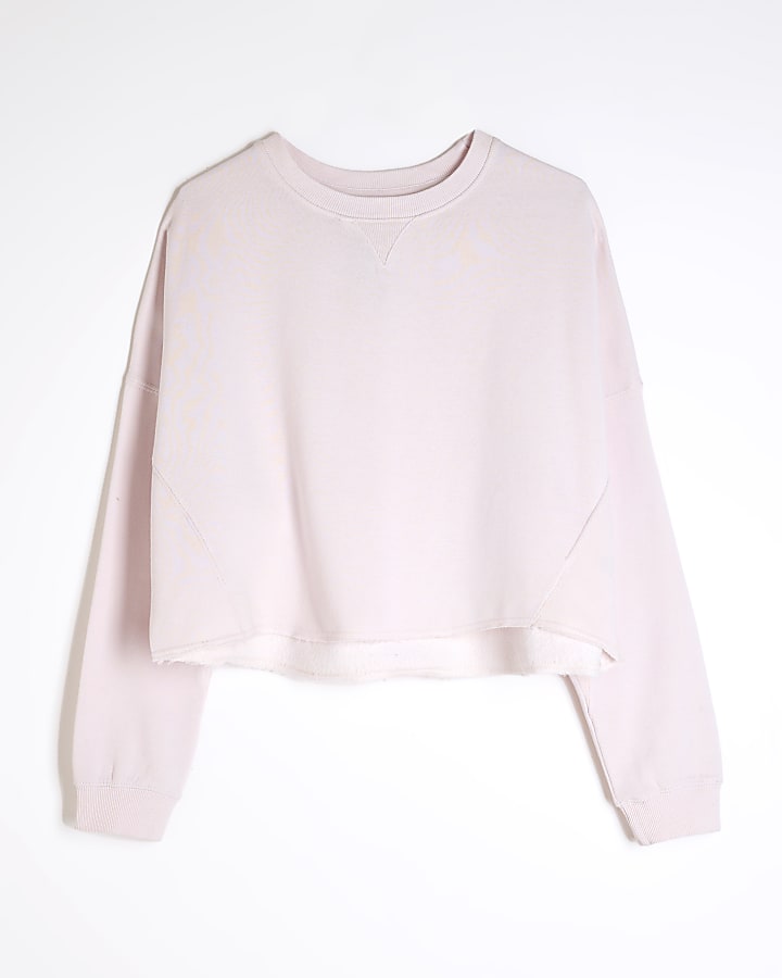 Pink Chopped Hem Seam Sweatshirt