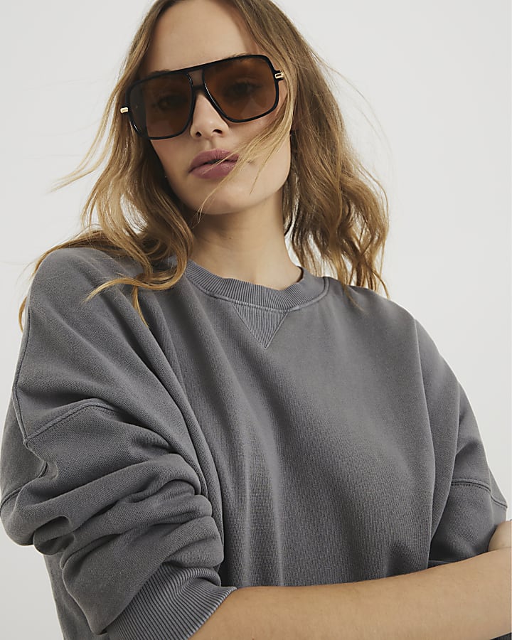 Grey Cropped Sweatshirt