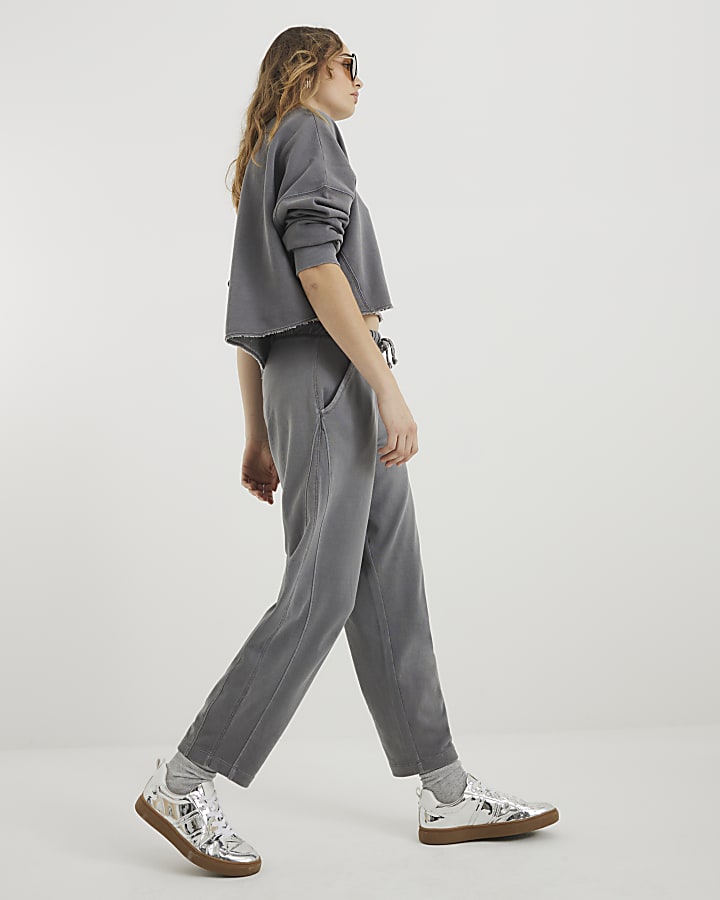 Grey Washed Barrel Leg Joggers