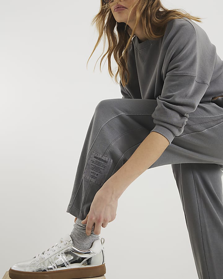 Grey Washed Barrel Leg Joggers