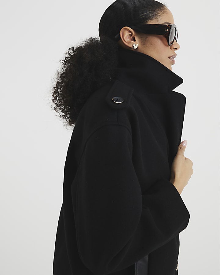 Black Bomber Peacoat