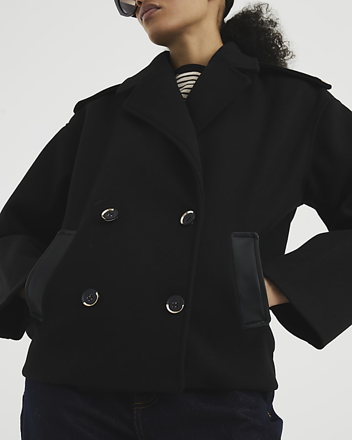 Black Bomber Peacoat