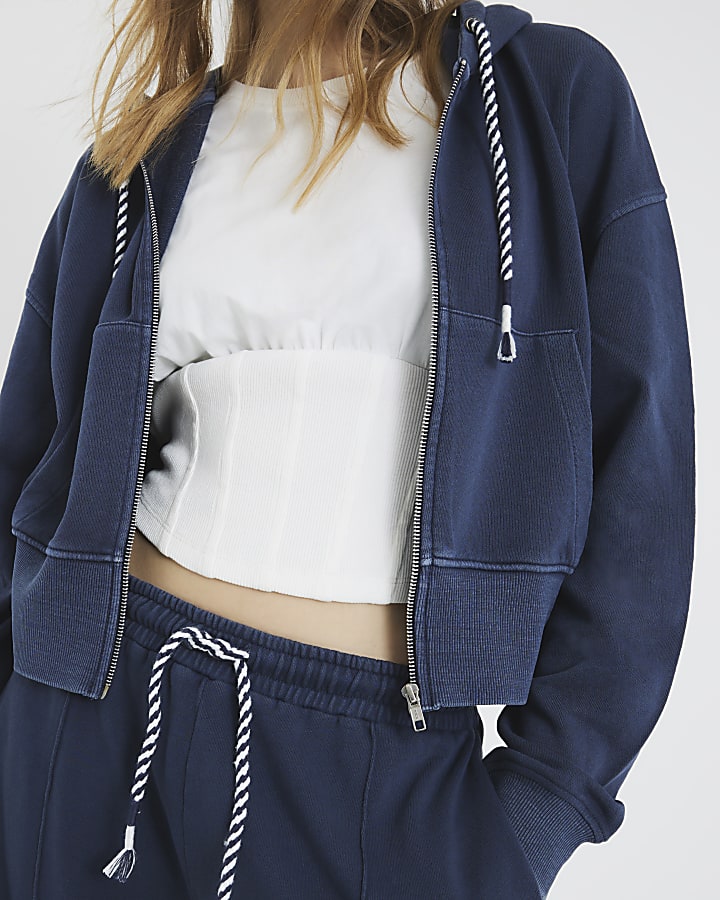 Blue Zip Through Hoodie