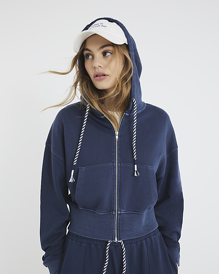 Blue Zip Through Hoodie