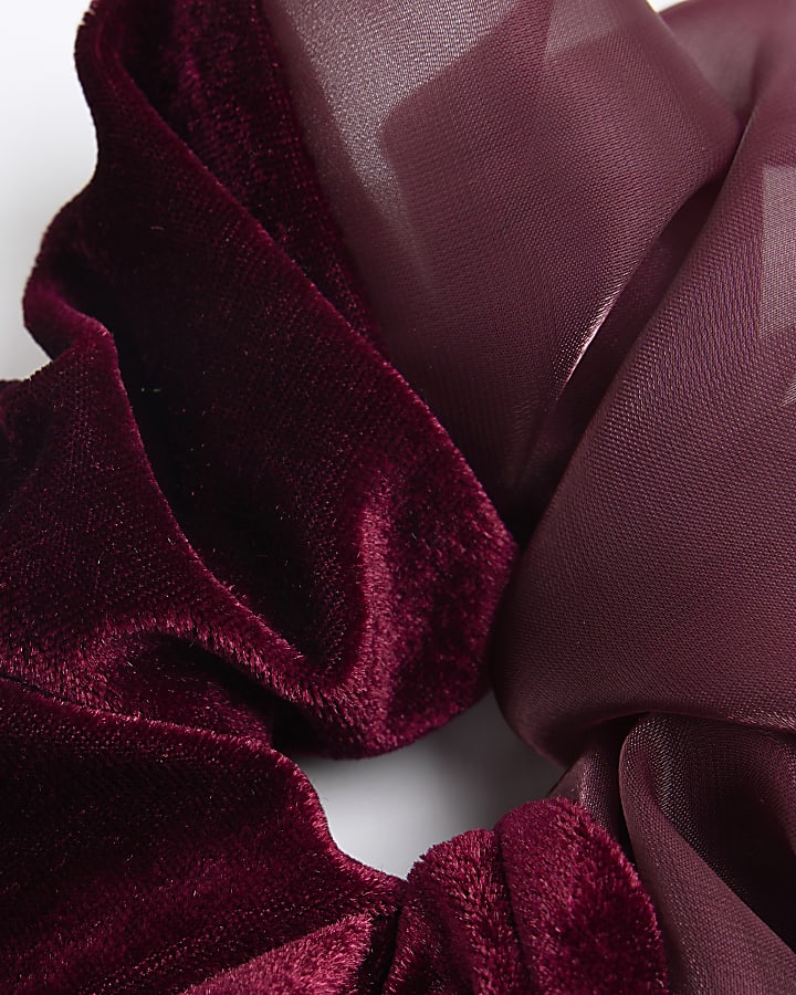 Purple Velvet Organza Scrunchie