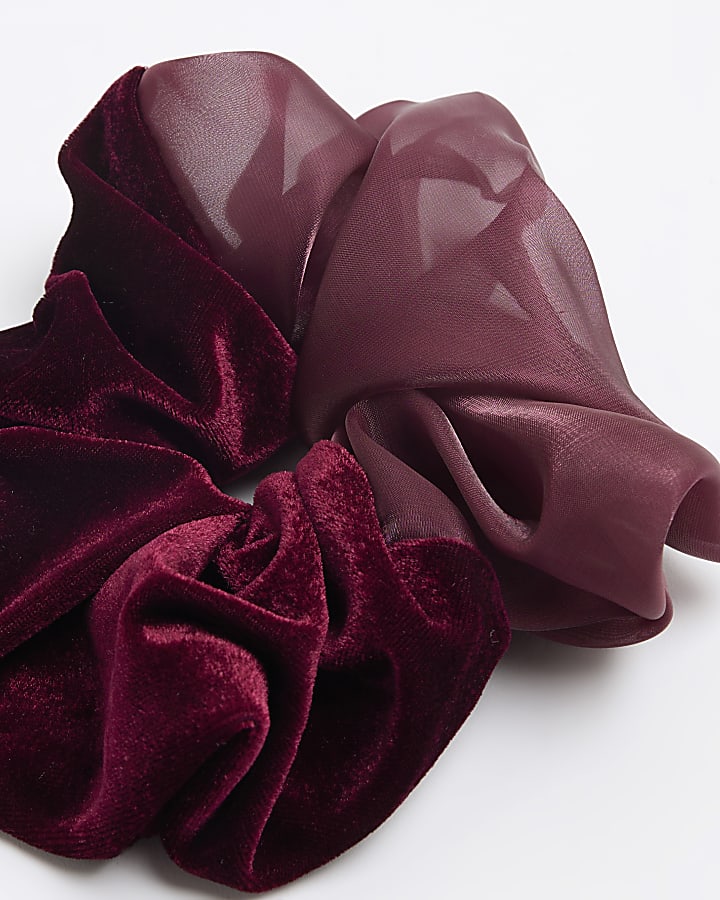 Purple Velvet Organza Scrunchie