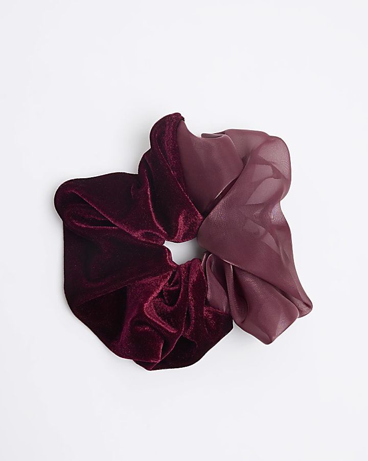 Purple Velvet Organza Scrunchie