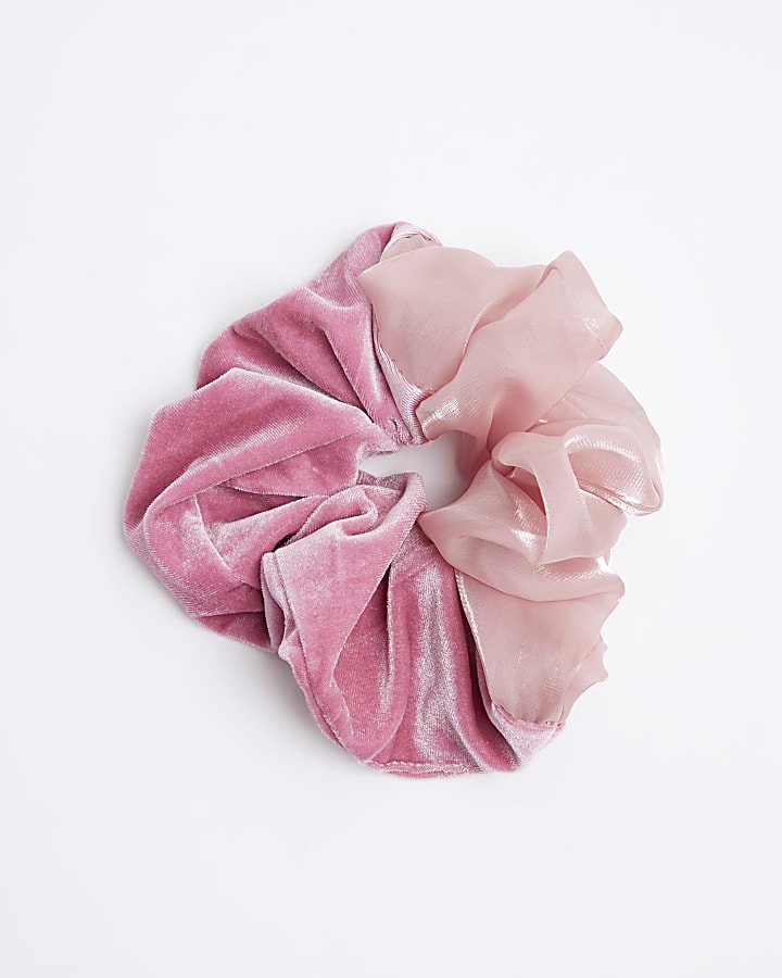 Pink Velvet Organza Scrunchie