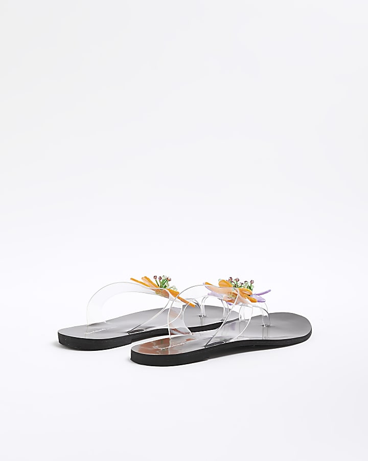 Black Perspex Floral Sandals