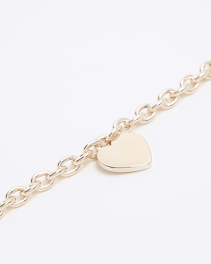 Pink Rose Gold Heart Chain Bracelet