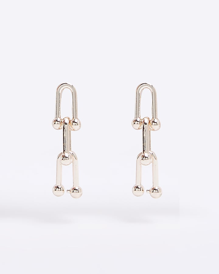 Pink Rose Gold Ball Link Earrings