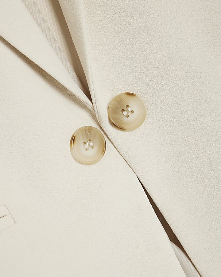 Cream Contrast Sleeve Blazer