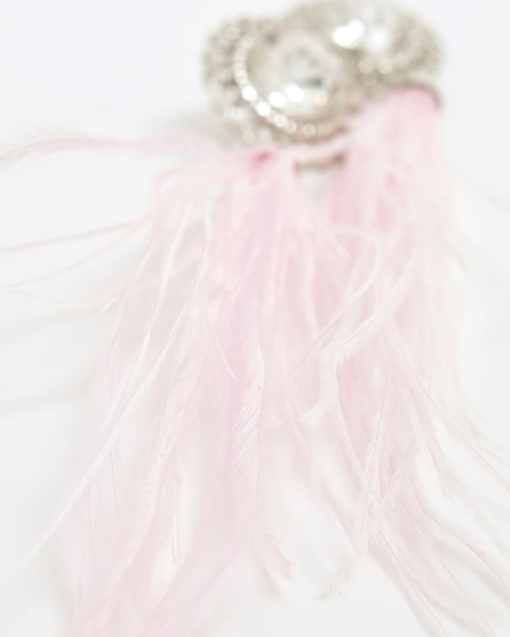 Pink Feather Drop Earrings