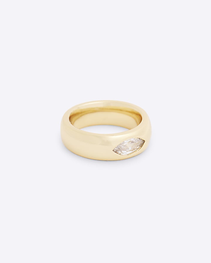 Gold plated Pear Stone Chunky Ring